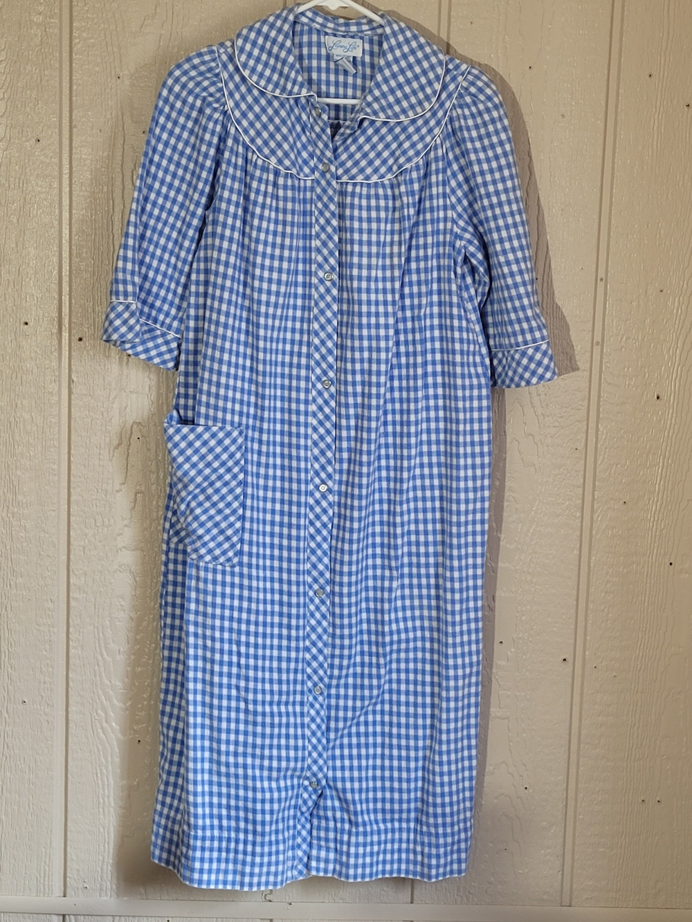 Vintage Flannel Gingham Snap Front Robe